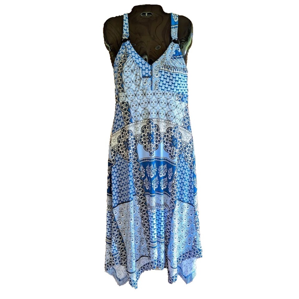 Patchwork Dress PM Babydoll Handkerchief Asymetrical Hem Boho Hippie Cottagecore